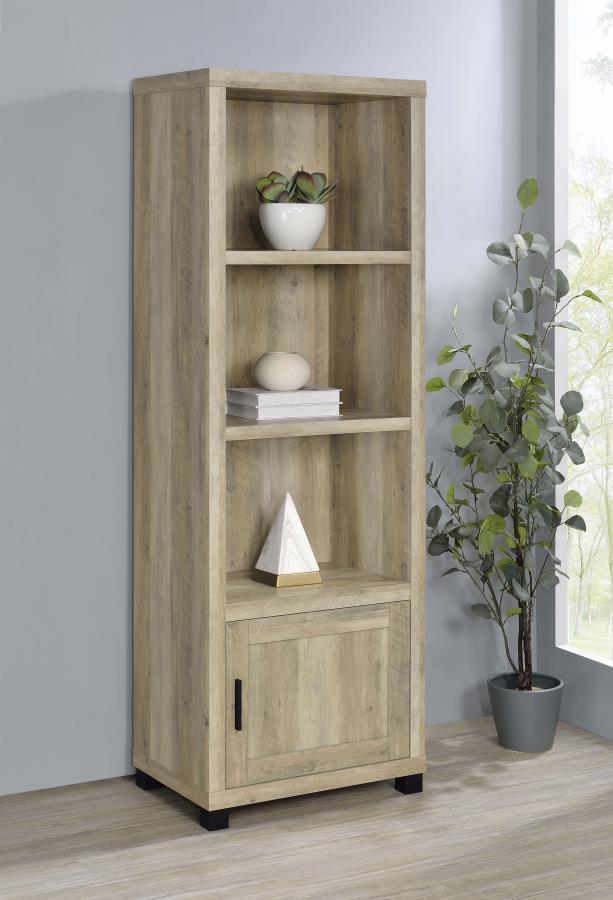 Conveniently designed in a vertical orientation, the Sachin media tower saves precious space in your compact or large living space. Make the most of a rustic look with a tower built of wood products with engineered veneer. Earth-inspired finishes mesh wit