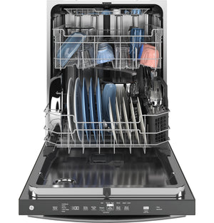 GE® ENERGY STAR® Fingerprint Resistant Top Control with Stainless Steel Interior Dishwasher with Sanitize Cycle
