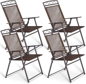 Juego de 4 sillas plegables de patio tipo hamaca de acero para camping