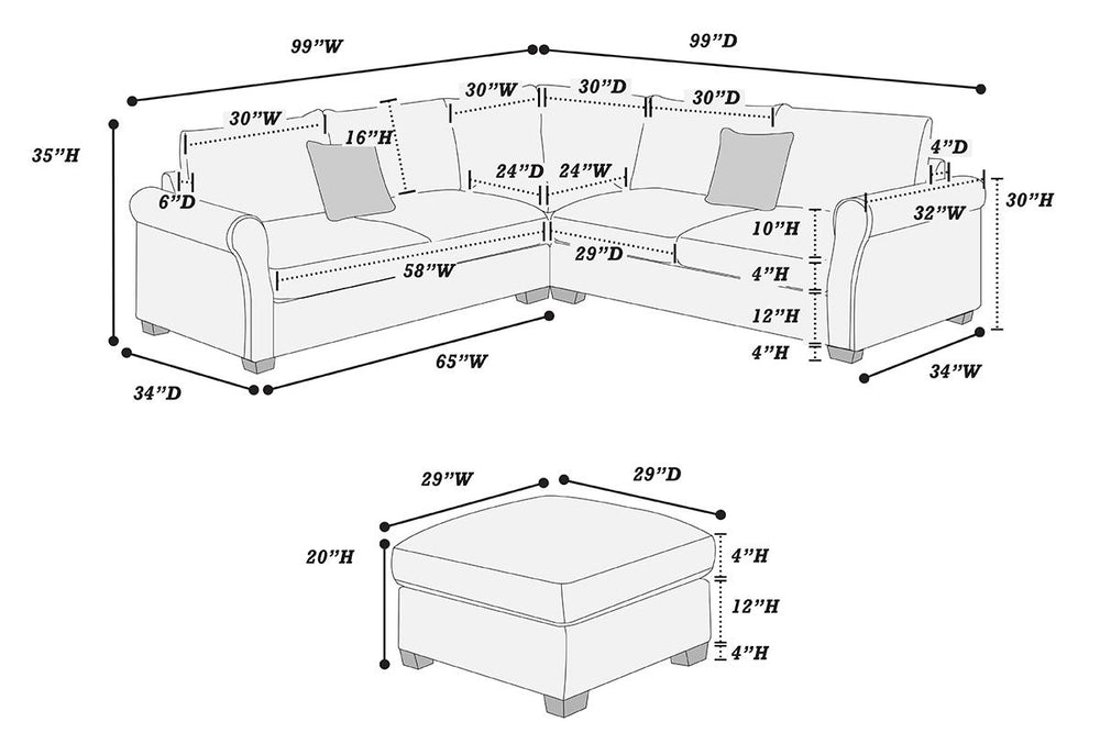  F8819 4-Pcs Sectional