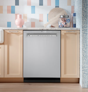 GE® ENERGY STAR® Front Control with Stainless Steel Interior Dishwasher with Sanitize Cycle