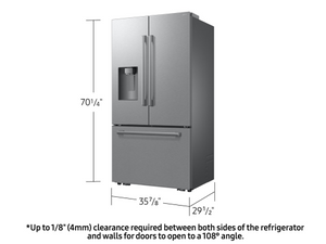 Bespoke AI 24 cu. ft. Counter Depth 3-Door French Door Refrigerator with Zero Clearance Fit & Sphere Ice™ in Stainless Steel