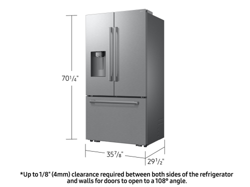 Bespoke AI 24 cu. ft. Counter Depth 3-Door French Door Refrigerator with Zero Clearance Fit & Sphere Ice™ in Stainless Steel
