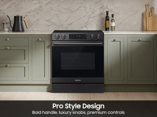 Bespoke Smart Slide-In Electric Range 6.3 cu. ft. with True Convection - Matte Black Steel