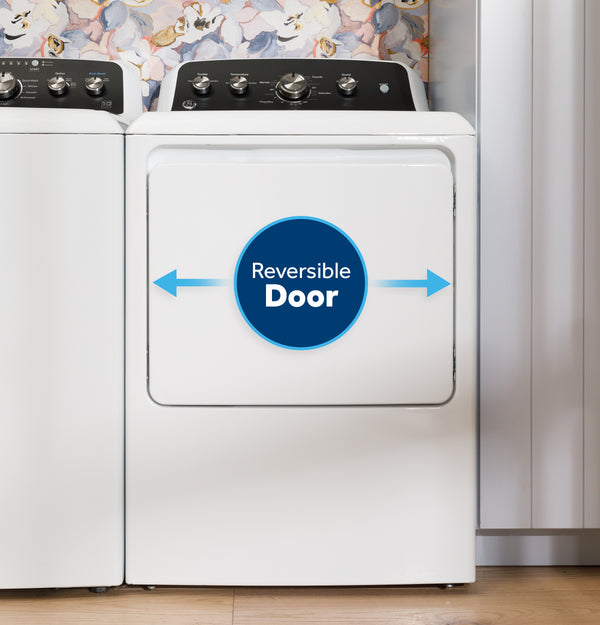 GE® 7.2 cu. ft. Capacity Electric Dryer with Up To 120 ft. Venting? and Reversible Door?