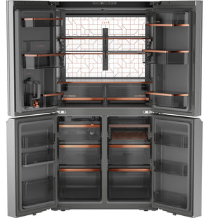 CAFÉ™ ENERGY STAR® 22.9 Cu. Ft. Smart Counter-Depth Quad-Door Refrigerator in Platinum Glass with Dual-Dispense AutoFill Pitcher