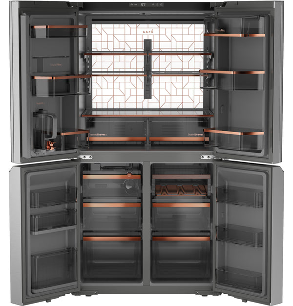 CAFÉ™ ENERGY STAR® 22.9 Cu. Ft. Smart Counter-Depth Quad-Door Refrigerator in Platinum Glass with Dual-Dispense AutoFill Pitcher