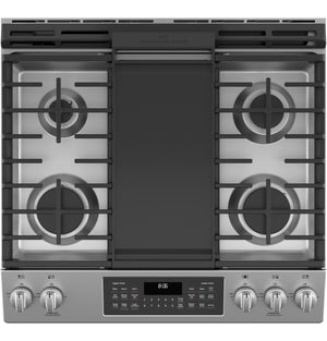 GE® 30" Slide-In Front Control Gas Double Oven Range