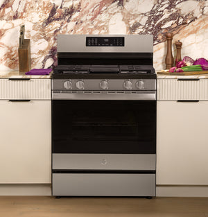 GE Profile™ 30” Smart Free-Standing Gas Convection Range with No Preheat Air Fry and EasyWash™ Oven Tray