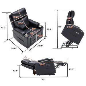 Sillón reclinable Logan de piel vegana con elevación asistida