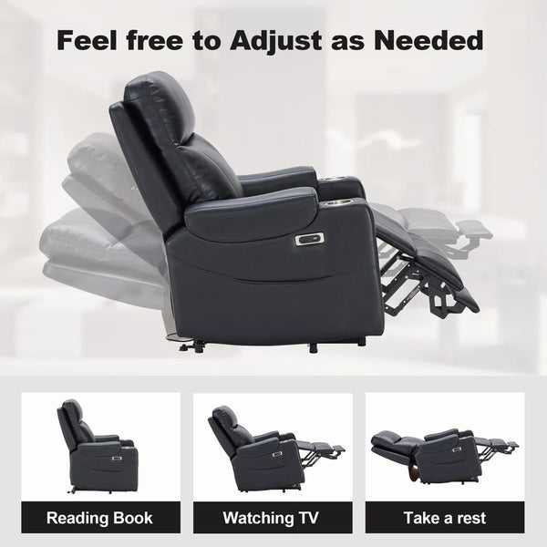 Sillón reclinable Logan de piel vegana con elevación asistida