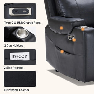 Sillón reclinable Logan de piel vegana con elevación asistida
