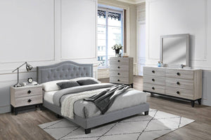 FULL BED/GREY VELVET