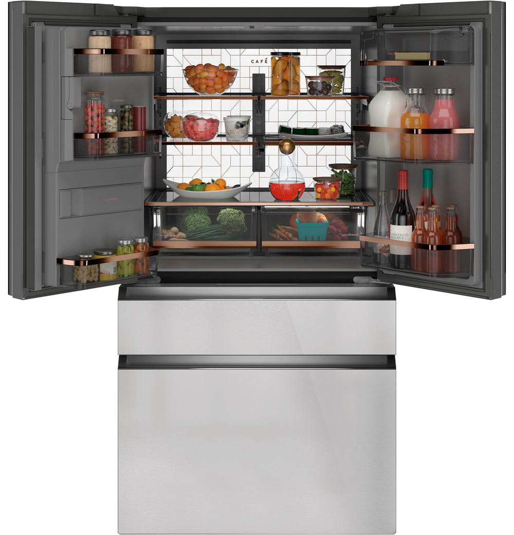 Café™ ENERGY STAR® 27.8 Cu. Ft. Smart 4-Door French-Door Refrigerator in Platinum Glass