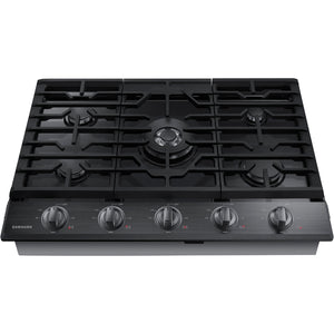 30" Smart Gas Cooktop with Illuminated Knobs in Black Stainless Steel