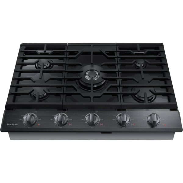 30" Smart Gas Cooktop with Illuminated Knobs in Black Stainless Steel