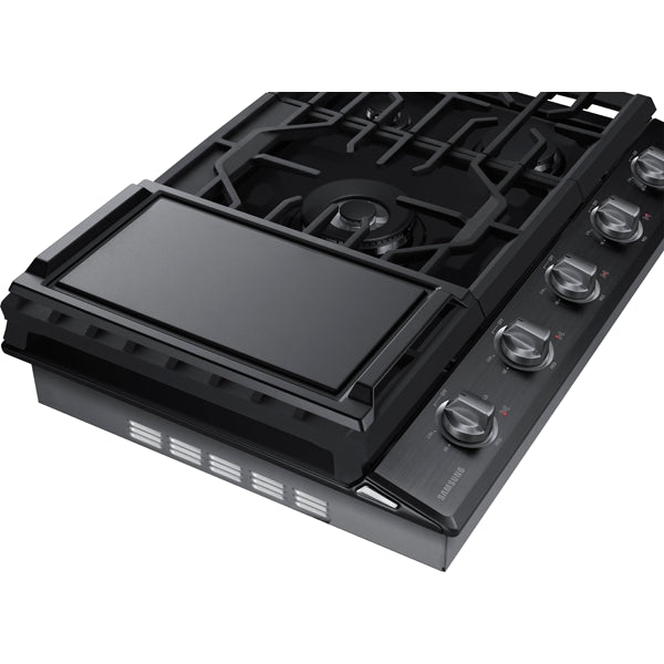 30" Smart Gas Cooktop with Illuminated Knobs in Black Stainless Steel