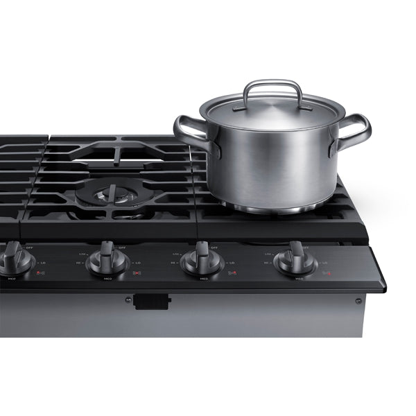30" Smart Gas Cooktop with Illuminated Knobs in Black Stainless Steel