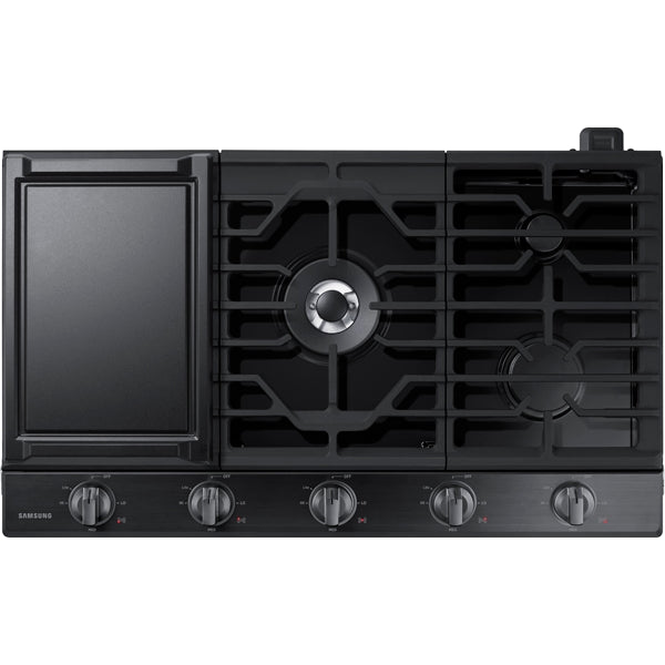 36" Smart Gas Cooktop with Illuminated Knobs in Black Stainless Steel