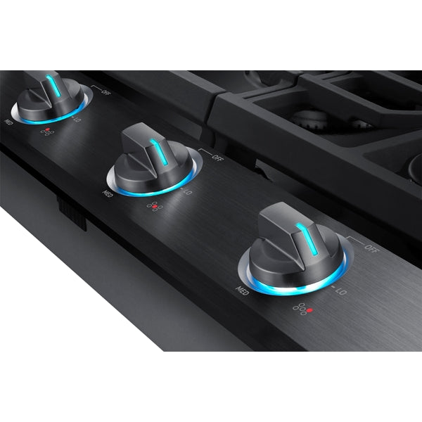 36" Smart Gas Cooktop with Illuminated Knobs in Black Stainless Steel