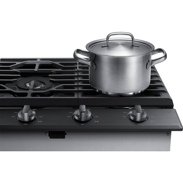 36" Smart Gas Cooktop with Illuminated Knobs in Black Stainless Steel