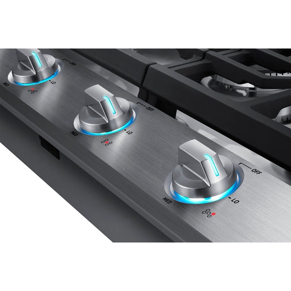 36" Smart Gas Cooktop with Illuminated Knobs in Stainless Steel