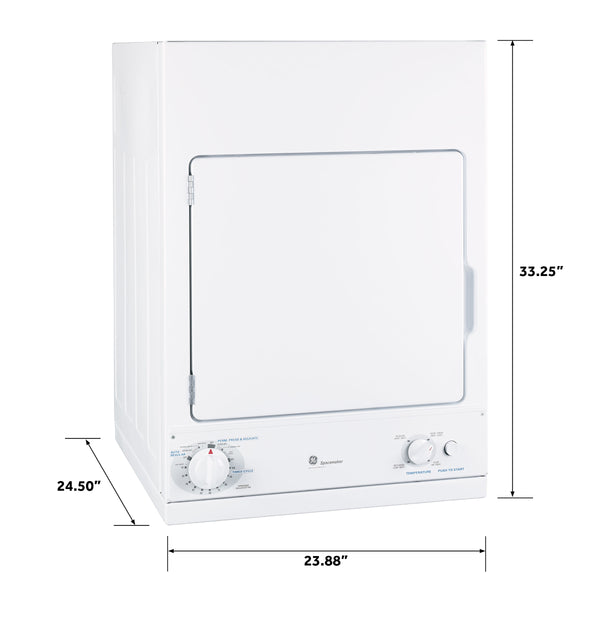 GE Spacemaker® 240V 3.6 cu. ft. Capacity Stationary Electric Dryer