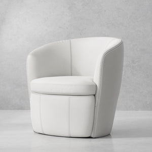 Barolo - Snow 100% Italian Leather Swivel Club Chair