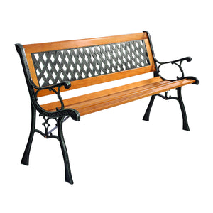 It consists of well-painted iron cast structure  solid wood seat and backrest frame  and PVC backrest pattern. <br>It comes with a size of 49.5-" x 20.5-" x 29-" and features a strong load-bearing capacity of up to 463 lbs. <br>It-'s able to comfortably s