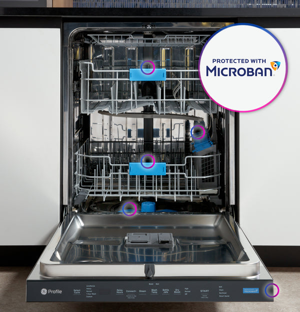 GE Profile™ ENERGY STAR® Fingerprint Resistant Top Control Stainless Interior Dishwasher with Microban™ Antimicrobial Technology with Sanitize Cycle