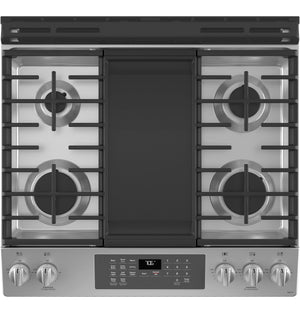 GE® 30" Slide-In Front-Control Convection Gas Range with No Preheat Air Fry