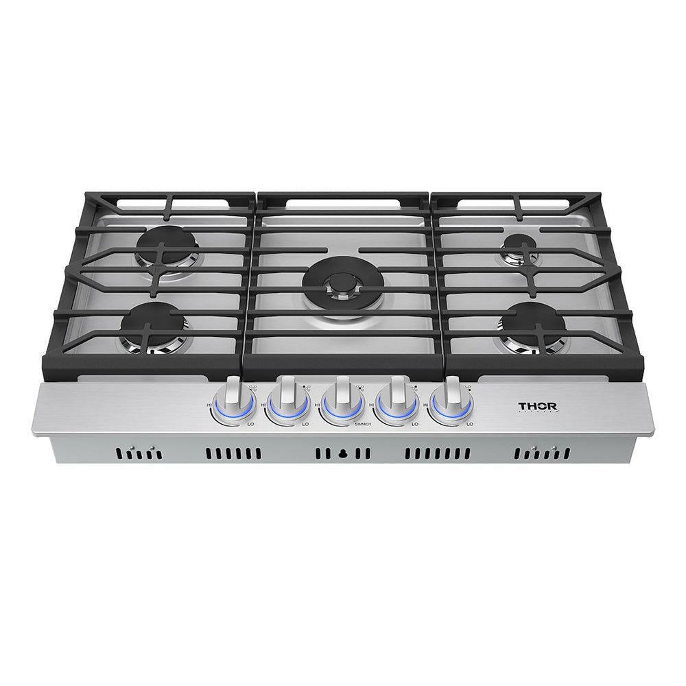 36 Inch Professional Gas Cooktop in Stainless Steel