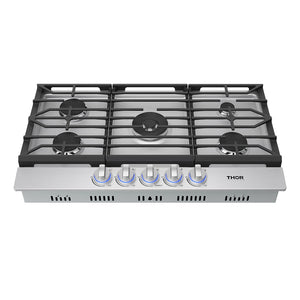 36 Inch Professional Gas Cooktop in Stainless Steel