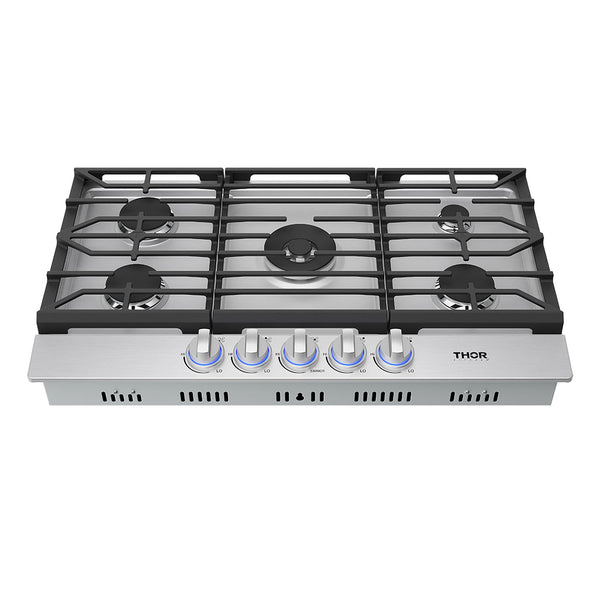 36 Inch Professional Gas Cooktop in Stainless Steel