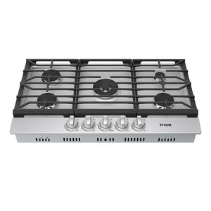36 Inch Professional Gas Cooktop in Stainless Steel