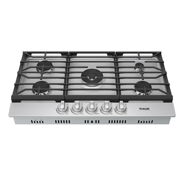 36 Inch Professional Gas Cooktop in Stainless Steel