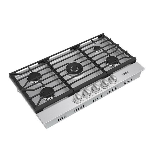 36 Inch Professional Gas Cooktop in Stainless Steel