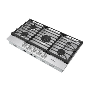 36 Inch Professional Gas Cooktop in Stainless Steel