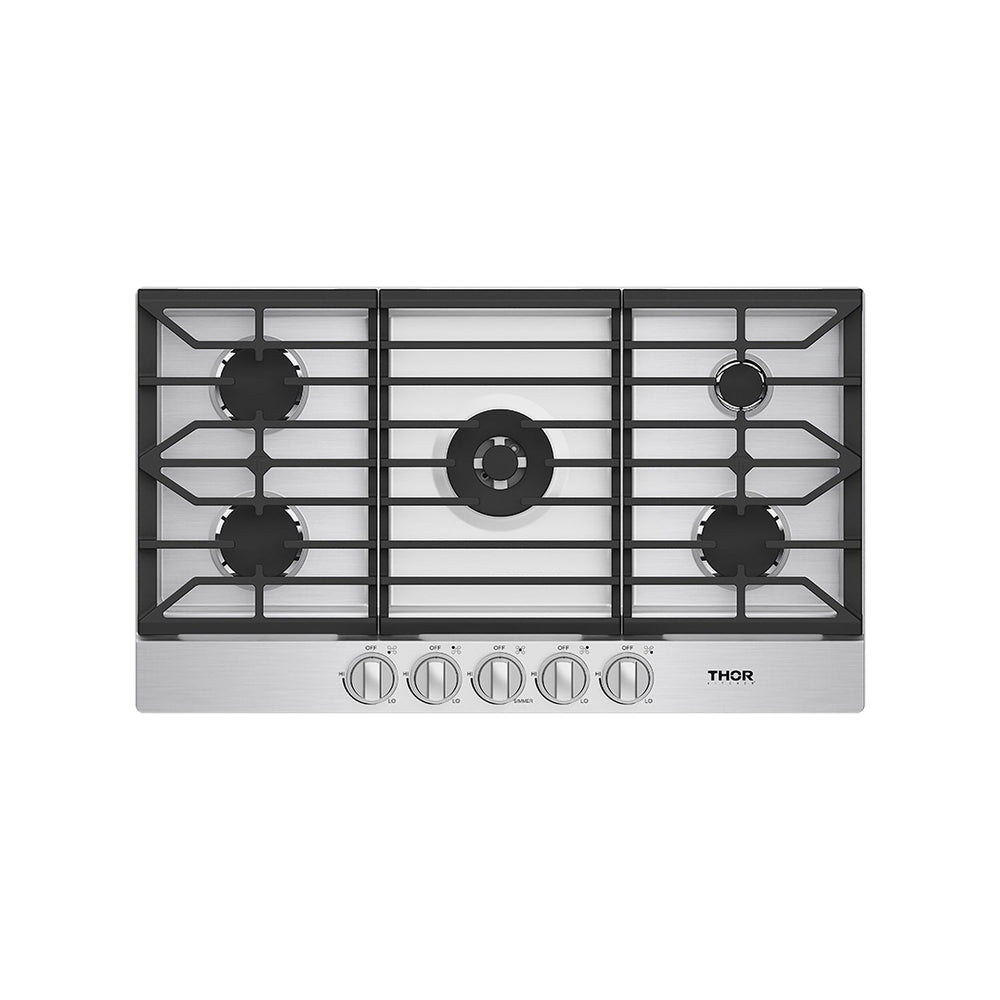 36 Inch Professional Gas Cooktop in Stainless Steel