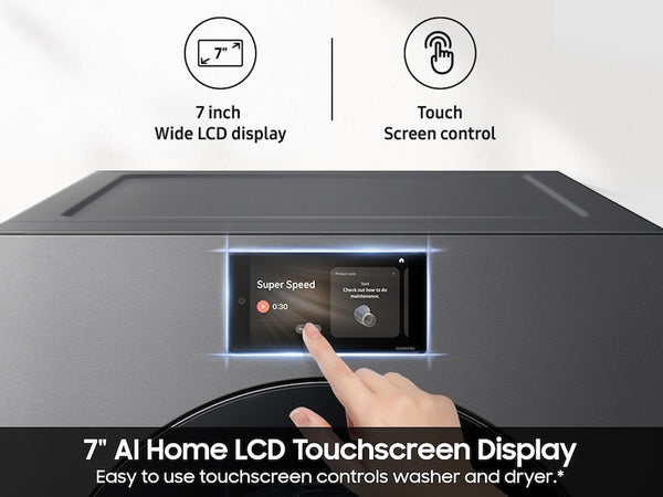 7.6 cu. ft. Bespoke AI Ultra Capacity Front Load Electric Dryer with AI Home and AI OptiDry+ in Dark Steel