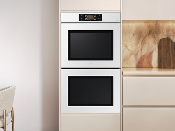 Bespoke 30" White Glass Double Wall Oven with AI Pro Cooking™ Camera