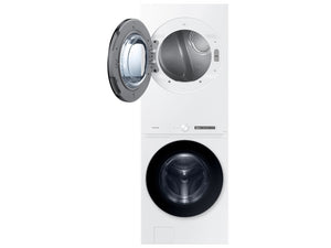 Bespoke AI Laundry Hub 4.6 cu. ft. Large Capacity Single Unit Washer with Steam Wash and 7.6 cu. ft. Gas Dryer in White