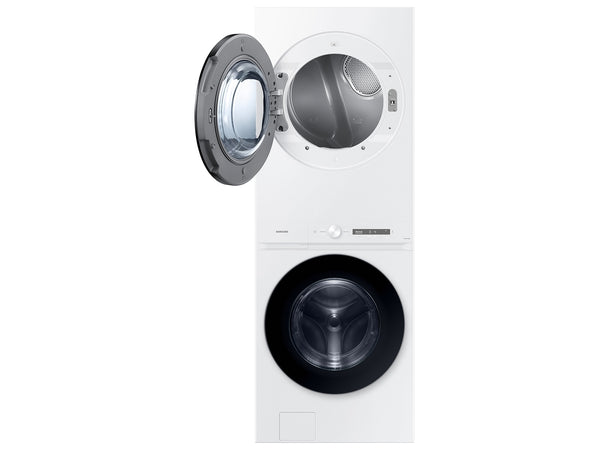 Bespoke AI Laundry Hub 4.6 cu. ft. Large Capacity Single Unit Washer with Steam Wash and 7.6 cu. ft. Gas Dryer in White