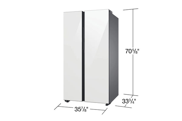 Bespoke Side-by-Side 28 cu. ft. Refrigerator with Beverage Center™ in White Glass