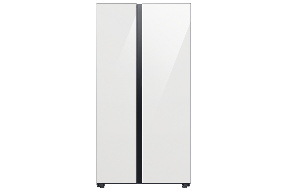 Bespoke Side-by-Side 28 cu. ft. Refrigerator with Beverage Center™ in White Glass