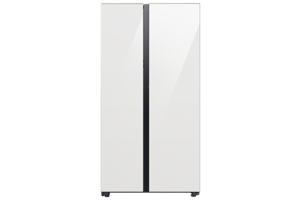 Bespoke Side-by-Side 28 cu. ft. Refrigerator with Beverage Center™ in White Glass