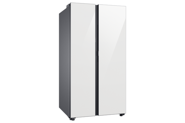 Bespoke Side-by-Side 28 cu. ft. Refrigerator with Beverage Center™ in White Glass