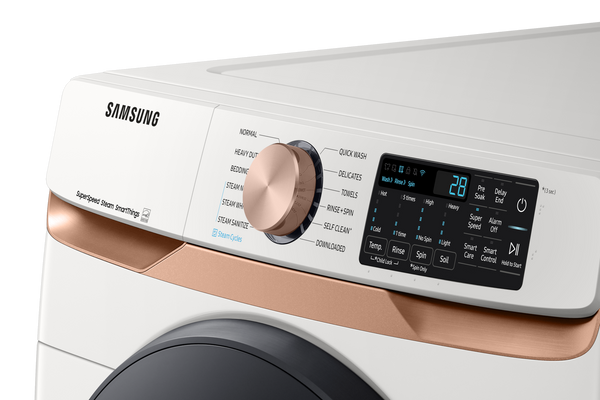 5.0 cu. ft. Extra Large Capacity Smart Front Load Washer with Super Speed Wash and Steam in Ivory