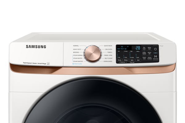 5.0 cu. ft. Extra Large Capacity Smart Front Load Washer with Super Speed Wash and Steam in Ivory