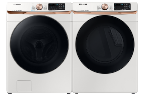 5.0 cu. ft. Extra Large Capacity Smart Front Load Washer with Super Speed Wash and Steam in Ivory